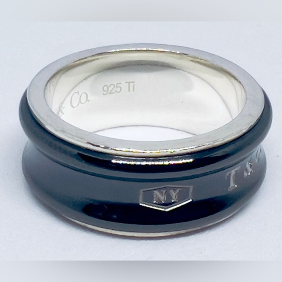 Tiffany & Co 1837 Titanium & Sterling Silver 925 Concave Band Ring SZ 6.25 - Picture 7 of 12